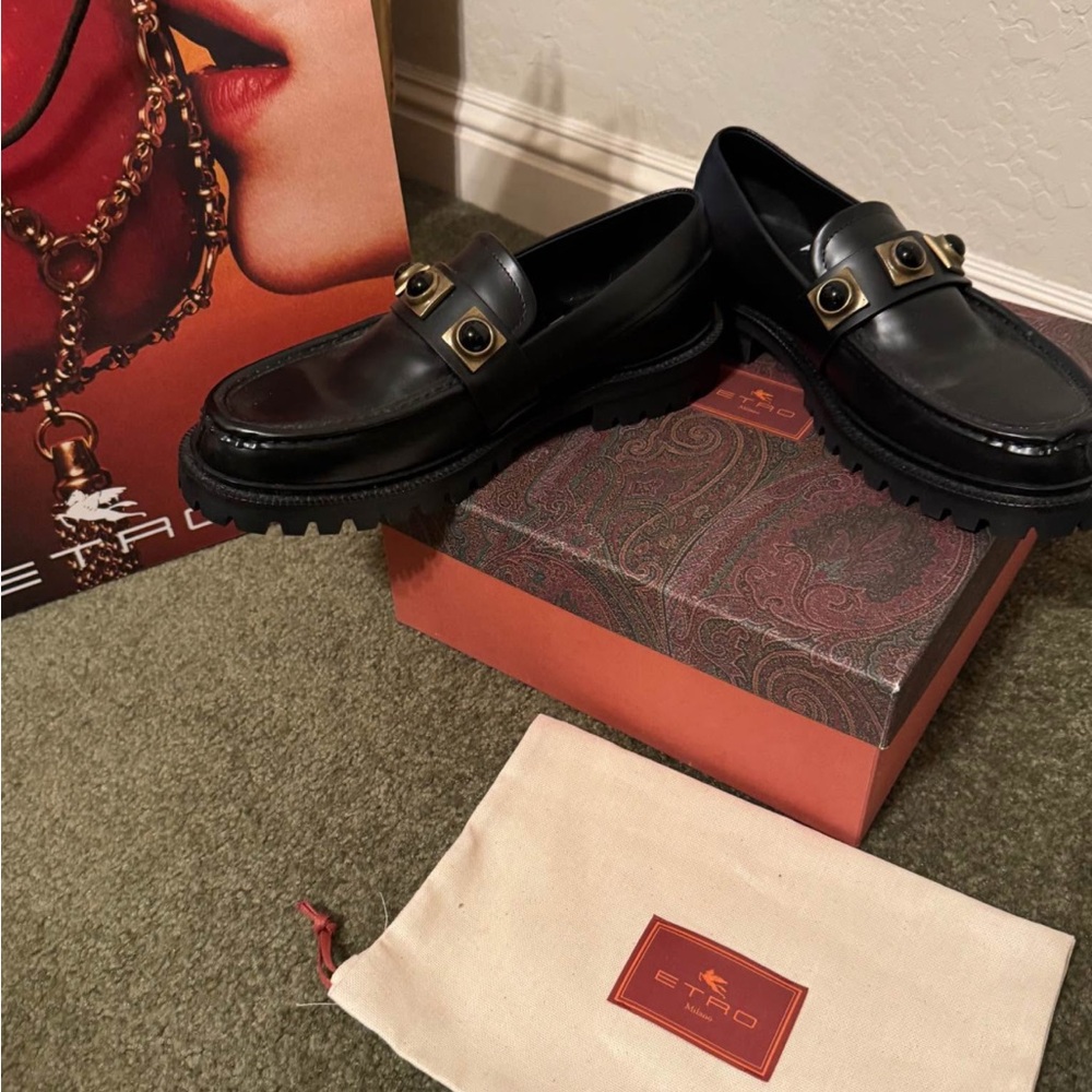 Etro Leather Black Loafers Brand New - Picture 2 of 8
